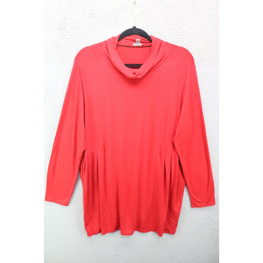 J. Jill Wearever Stretch Long Sleeve Red Tunic-1X-Minimalist-Very Soft